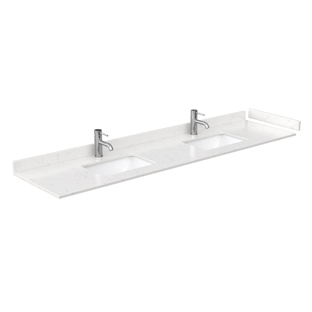 Miranda 84 Inch Double Bathroom Vanity in Dark Blue Carrara Cultured Marble Countertop Undermount Square Sinks Matte Black Trim