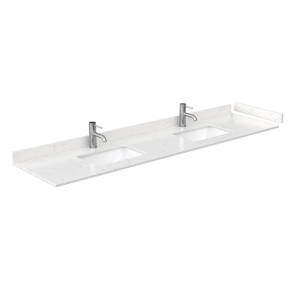 Miranda 84 Inch Double Bathroom Vanity in White Carrara Cultured Marble Countertop Undermount Square Sinks Brushed Nickel Trim 70 Inch Mirror