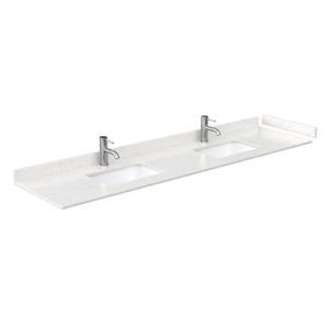 Beckett 84 Inch Double Bathroom Vanity in Dark Gray Carrara Cultured Marble Countertop Undermount Square Sinks No Mirror