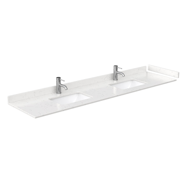 Beckett 84 Inch Double Bathroom Vanity in Dark Gray Carrara Cultured Marble Countertop Undermount Square Sinks No Mirror