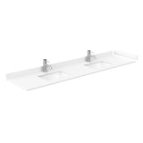Strada 84 Inch Double Bathroom Vanity in White White Cultured Marble Countertop Undermount Square Sink Brushed Nickel Trim