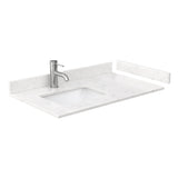 Beckett 36 Inch Single Bathroom Vanity in White Carrara Cultured Marble Countertop Undermount Square Sink Matte Black Trim