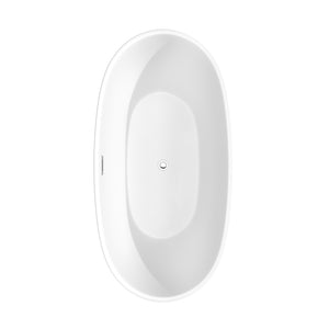 Juno 63 Inch Freestanding Bathtub in Matte White with Polished Chrome Drain and Overflow Trim