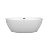 Juno 63 Inch Freestanding Bathtub in Matte White with Brushed Nickel Drain and Overflow Trim