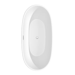 Juno 67 Inch Freestanding Bathtub in Matte White with Polished Chrome Drain and Overflow Trim