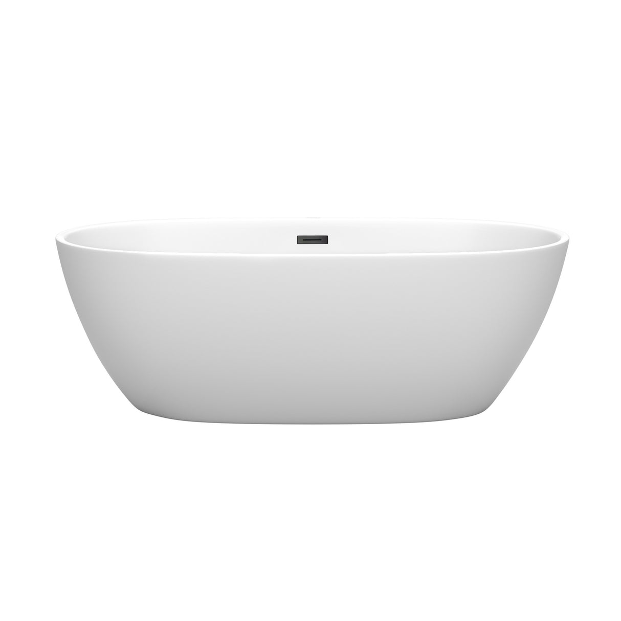 Juno 67 Inch Freestanding Bathtub in Matte White with Matte Black Drain and Overflow Trim