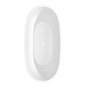 Juno 67 Inch Freestanding Bathtub in Matte White with Shiny White Trim and Floor Mounted Faucet in Brushed Gold