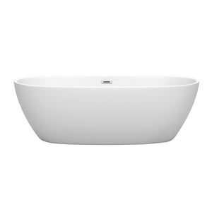 Juno 71 Inch Freestanding Bathtub in Matte White with Polished Chrome Drain and Overflow Trim