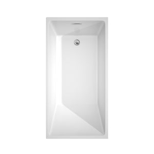 Hannah 59 Inch Freestanding Bathtub in White with Floor Mounted Faucet Drain and Overflow Trim in Polished Chrome