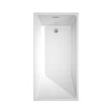 Hannah 59 Inch Freestanding Bathtub in White with Brushed Nickel Drain and Overflow Trim