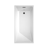 Hannah 59 Inch Freestanding Bathtub in White with Floor Mounted Faucet Drain and Overflow Trim in Matte Black