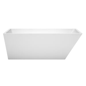 Hannah 67 Inch Freestanding Bathtub in White with Polished Chrome Drain and Overflow Trim