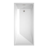 Hannah 67 Inch Freestanding Bathtub in White with Brushed Nickel Drain and Overflow Trim