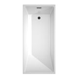 Hannah 67 Inch Freestanding Bathtub in White with Floor Mounted Faucet Drain and Overflow Trim in Matte Black