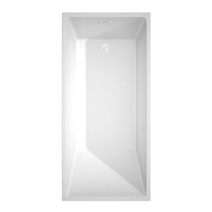 Hannah 67 Inch Freestanding Bathtub in White with Shiny White Drain and Overflow Trim