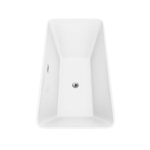 Tiffany 59 Inch Freestanding Bathtub in White with Polished Chrome Drain and Overflow Trim