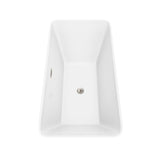 Tiffany 59 Inch Freestanding Bathtub in White with Brushed Nickel Drain and Overflow Trim