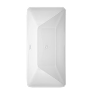 Tiffany 59 Inch Freestanding Bathtub in White with Shiny White Drain and Overflow Trim