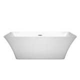 Tiffany 67 Inch Freestanding Bathtub in White with Polished Chrome Drain and Overflow Trim