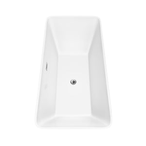 Tiffany 67 Inch Freestanding Bathtub in White with Polished Chrome Drain and Overflow Trim