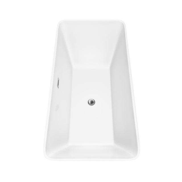 Tiffany 67 Inch Freestanding Bathtub in White with Polished Chrome Trim and Floor Mounted Faucet in Matte Black