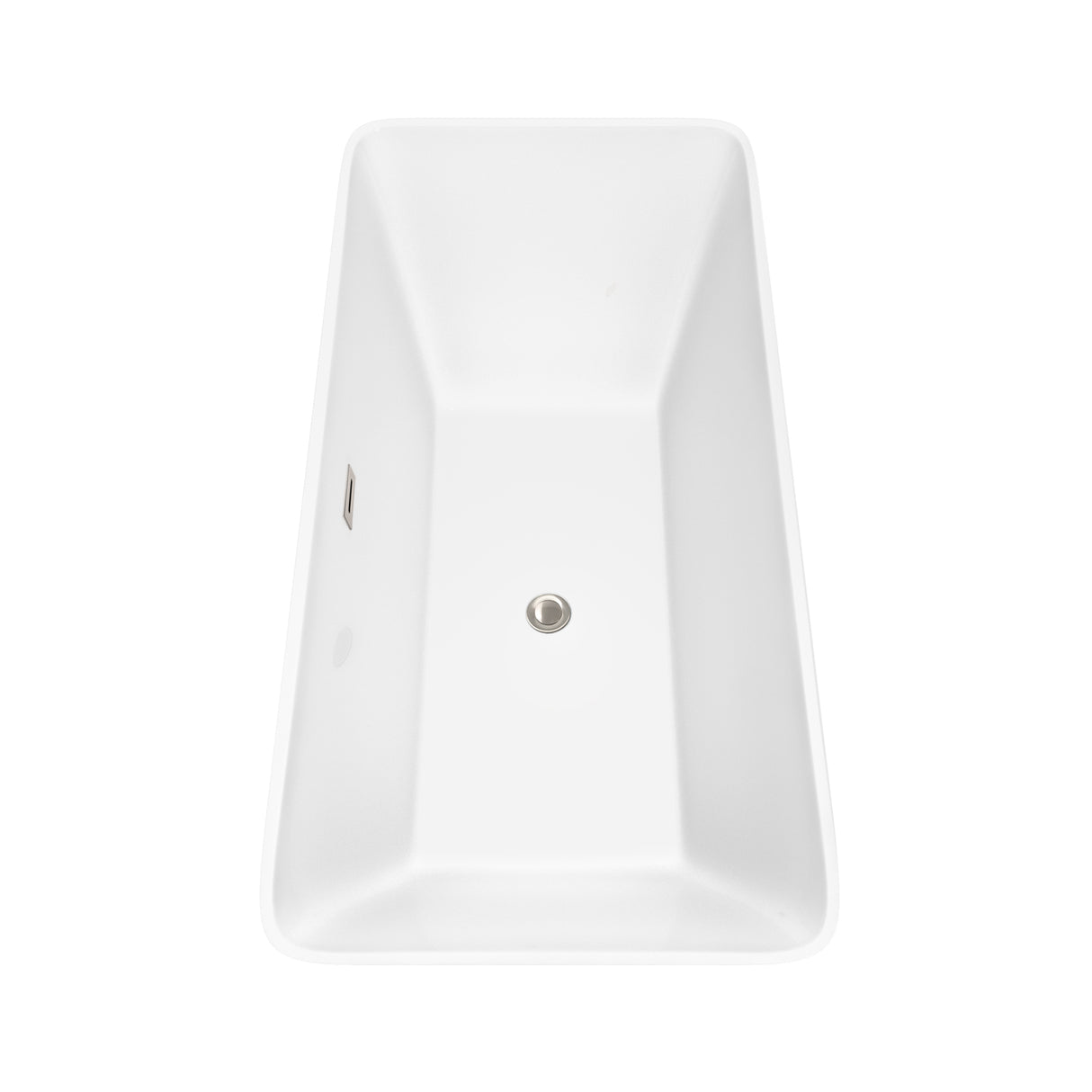 Tiffany 67 Inch Freestanding Bathtub in White with Floor Mounted Faucet Drain and Overflow Trim in Brushed Nickel