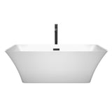 Tiffany 67 Inch Freestanding Bathtub in White with Floor Mounted Faucet Drain and Overflow Trim in Matte Black