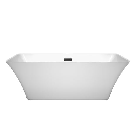 Tiffany 67 Inch Freestanding Bathtub in White with Matte Black Drain and Overflow Trim