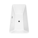 Tiffany 67 Inch Freestanding Bathtub in White with Floor Mounted Faucet Drain and Overflow Trim in Matte Black