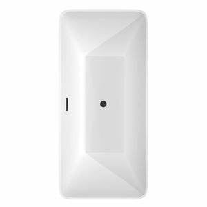 Tiffany 67 Inch Freestanding Bathtub in White with Matte Black Drain and Overflow Trim