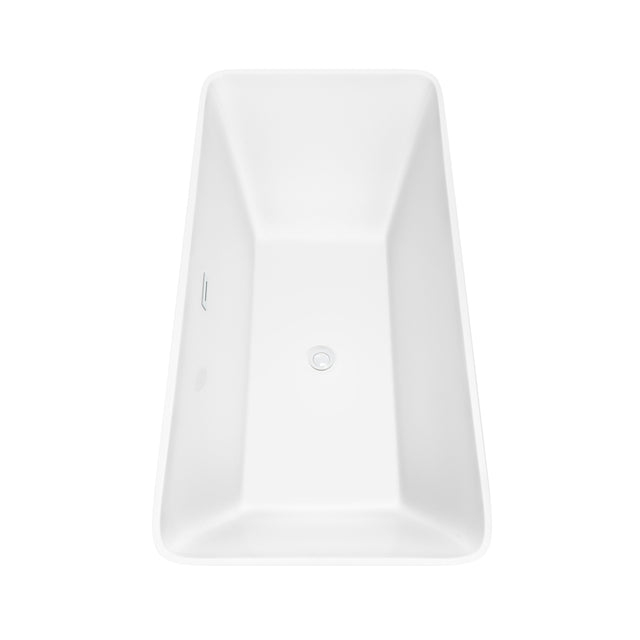 Tiffany 67 Inch Freestanding Bathtub in White with Shiny White Trim and Floor Mounted Faucet in Brushed Gold