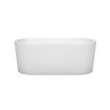 Ursula 59 Inch Freestanding Bathtub in White with Brushed Nickel Drain and Overflow Trim