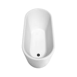 Ursula 59 Inch Freestanding Bathtub in White with Floor Mounted Faucet Drain and Overflow Trim in Matte Black