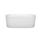 Ursula 59 Inch Freestanding Bathtub in White with Shiny White Drain and Overflow Trim