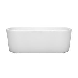 Ursula 67 Inch Freestanding Bathtub in White with Polished Chrome Drain and Overflow Trim