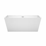 Sara 59 Inch Freestanding Bathtub in White with Polished Chrome Drain and Overflow Trim