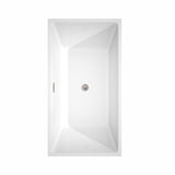 Sara 59 Inch Freestanding Bathtub in White with Brushed Nickel Drain and Overflow Trim