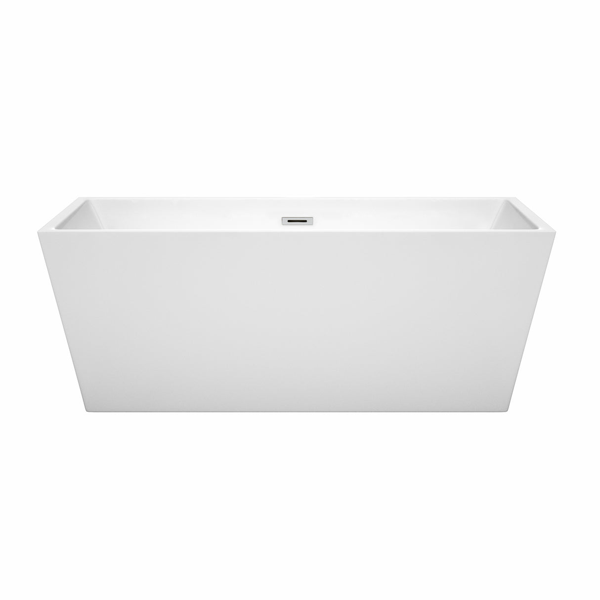 Sara 63 Inch Freestanding Bathtub in White with Polished Chrome Drain and Overflow Trim