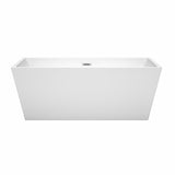 Sara 63 Inch Freestanding Bathtub in White with Polished Chrome Drain and Overflow Trim