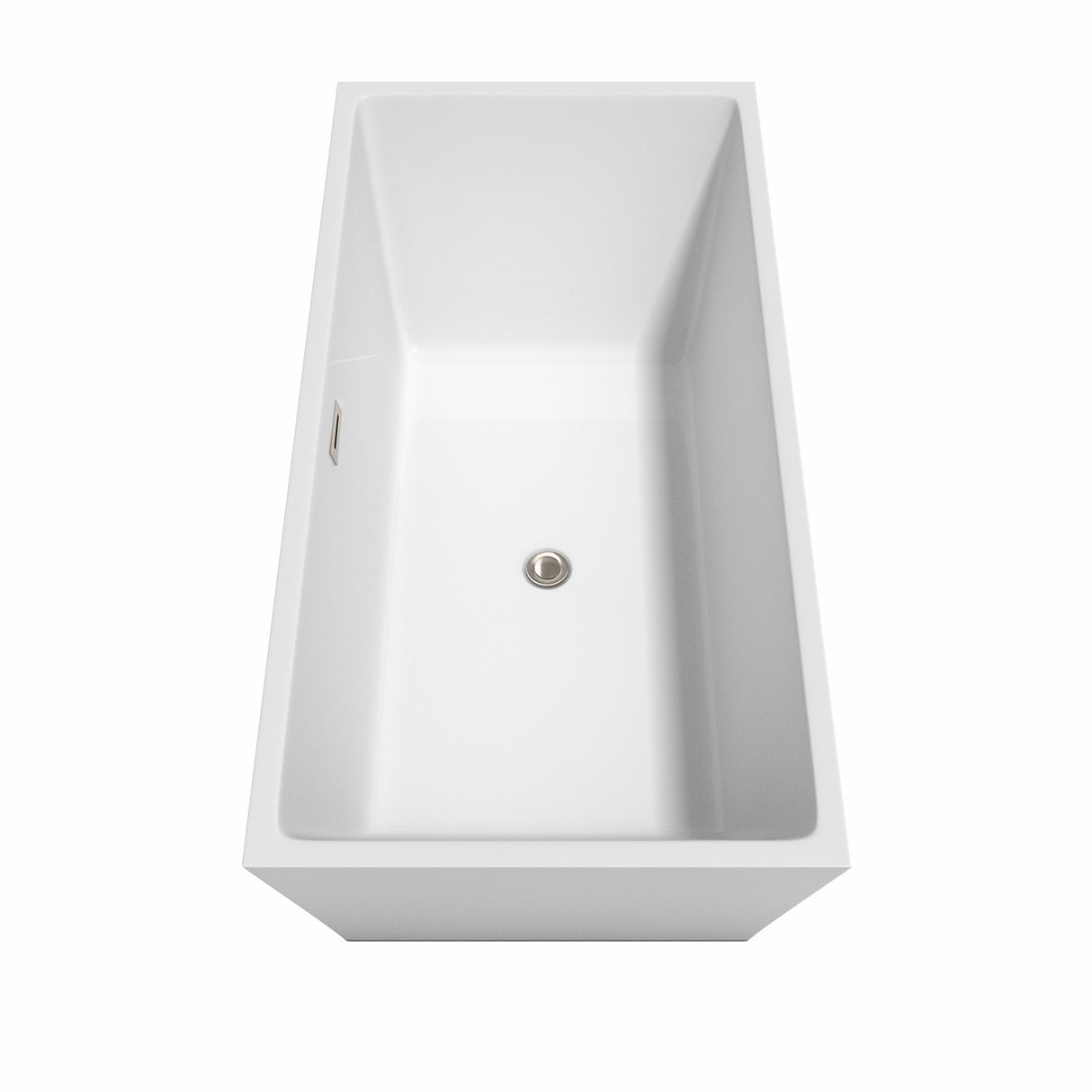 Sara 63 Inch Freestanding Bathtub in White with Brushed Nickel Drain and Overflow Trim