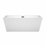 Sara 63 Inch Freestanding Bathtub in White with Matte Black Drain and Overflow Trim