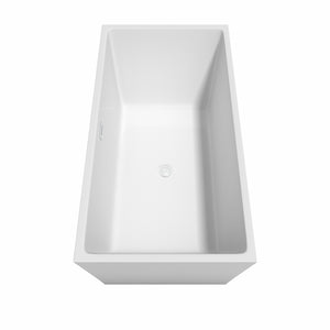 Sara 63 Inch Freestanding Bathtub in White with Shiny White Drain and Overflow Trim