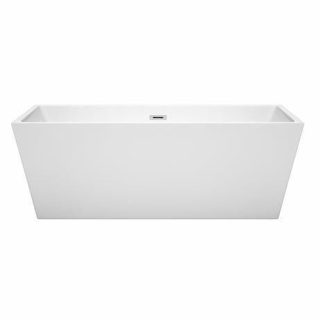 Sara 67 Inch Freestanding Bathtub in White with Polished Chrome Drain and Overflow Trim