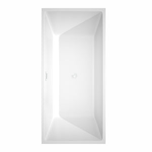 Sara 67 Inch Freestanding Bathtub in White with Shiny White Trim and Floor Mounted Faucet in Matte Black