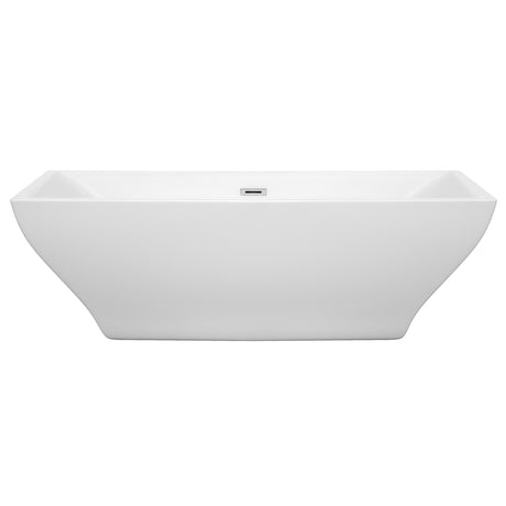 Maryam 71 Inch Freestanding Bathtub in White with Polished Chrome Drain and Overflow Trim