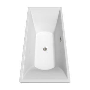 Maryam 71 Inch Freestanding Bathtub in White with Brushed Nickel Drain and Overflow Trim
