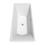 Maryam 71 Inch Freestanding Bathtub in White with Floor Mounted Faucet Drain and Overflow Trim in Brushed Nickel