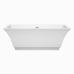 Galina 67 Inch Freestanding Bathtub in White with Polished Chrome Drain and Overflow Trim