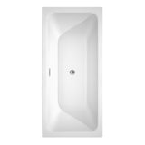 Galina 67 Inch Freestanding Bathtub in White with Floor Mounted Faucet Drain and Overflow Trim in Polished Chrome