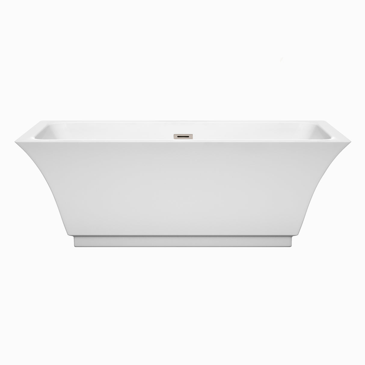 Galina 67 Inch Freestanding Bathtub in White with Brushed Nickel Drain and Overflow Trim